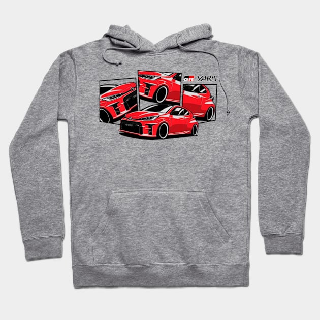 Toyota GR Yaris Red, JDM Car Hoodie by T-JD